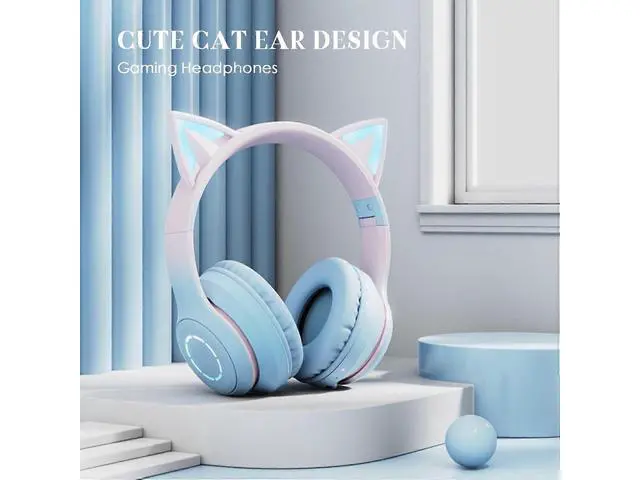 Alt view image 2 of 5 - Cat Ear RGB Headphones: Bluetooth 5.3, 40mm Bass, Foldable, Mic & TF Playback, Gift for Girls/Kids