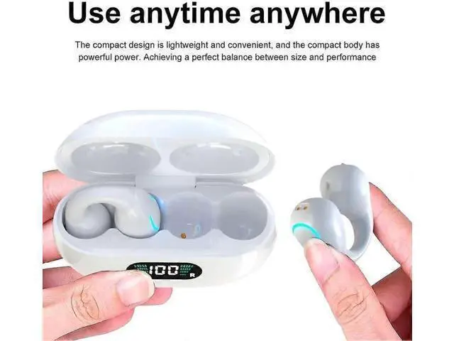 Alt view image 3 of 5 - Clip-On Open Ear Bluetooth 5.3 Earbuds, 80H Playtime, IPX4 Waterproof Wireless Headphones for Running
