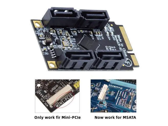 Alt view image 5 of 7 - Mini PCI-E PCI Express to SATA 3.0 Four Ports Adapter Converter 6Gbps Hard Drive Extension Card for SSD
