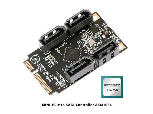 Alt view image 6 of 7 - Mini PCI-E PCI Express to SATA 3.0 Four Ports Adapter Converter 6Gbps Hard Drive Extension Card for SSD