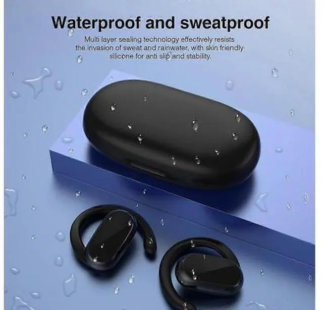 Alt view image 4 of 5 - DT4.0 Open Ear Headphones, Air Conduction Wireless Earbuds, 48H Play, IPX7 Waterproof, LED Display