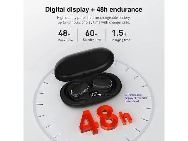 Alt view image 2 of 5 - DT4.0 Open-Ear Headphones, 360° Panoramic Sound, PX7 Waterproof, Air Conduction, No Sound Leakage (Black)