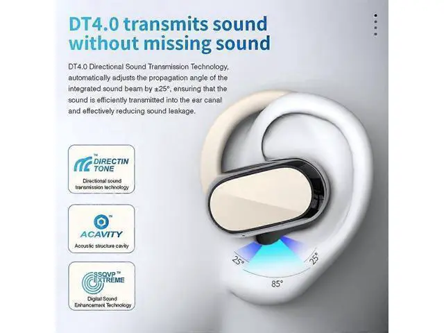 Alt view image 5 of 5 - DT4.0 Open-Ear Headphones, 360° Panoramic Sound, PX7 Waterproof, Air Conduction, No Sound Leakage (Black)
