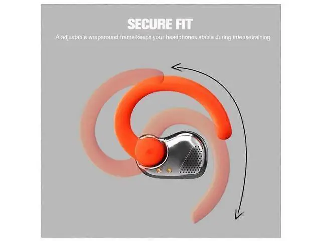Alt view image 4 of 5 - Earless Open Ear Bluetooth Headphones, 40H Play, IPX5 Waterproof, Secure Fit for Sports (Black)