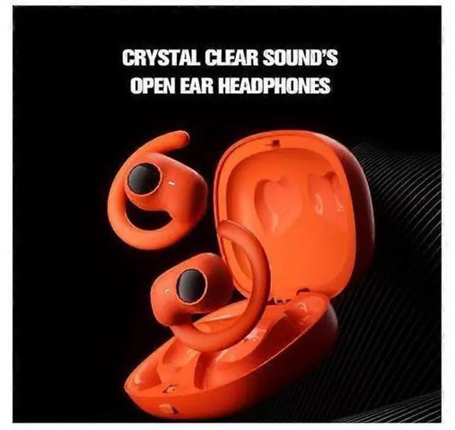 Alt view image 2 of 5 - Earless Open Ear Bluetooth Headphones, 40H Play, Sweatproof, Secure Fit Wireless Earbuds (Red)