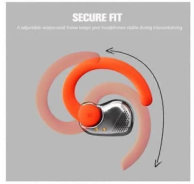 Alt view image 4 of 5 - Earless Open Ear Bluetooth Headphones, 40H Play, Sweatproof, Secure Fit Wireless Earbuds (Red)