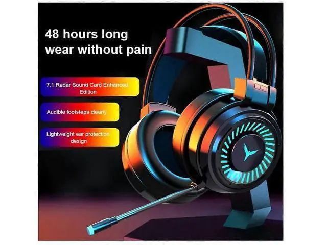 Alt view image 2 of 5 - G58 LED Gaming Headset with Mic, Over-Ear Wired Headphones, Noise-Cancelling & Bass for PC/Laptop (Black)