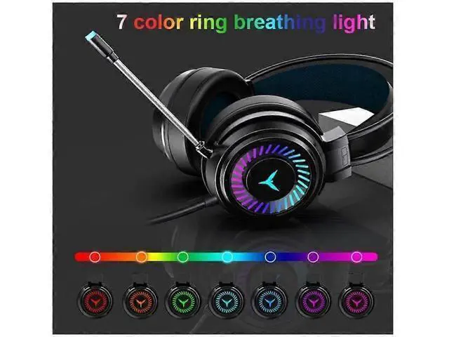 Alt view image 3 of 5 - G58 LED Gaming Headset with Mic, Over-Ear Wired Headphones, Noise-Cancelling & Bass for PC/Laptop (Black)