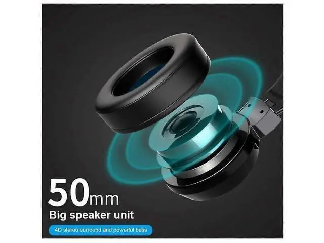 Alt view image 4 of 5 - G58 LED Gaming Headset with Mic, Over-Ear Wired Headphones, Noise-Cancelling & Bass for PC/Laptop (Black)