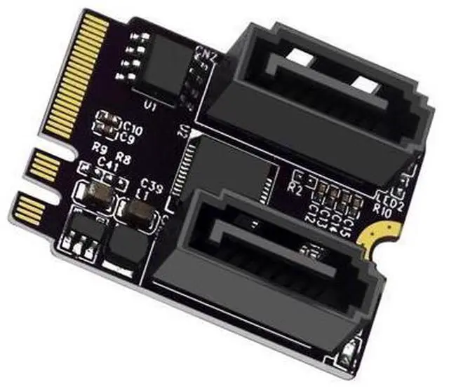 Main image of NGFF Key A+E PCI Express to SATA 3.0 6Gbps Dual Ports Adapter Converter Hard Drive Extension Card JMB582 2230