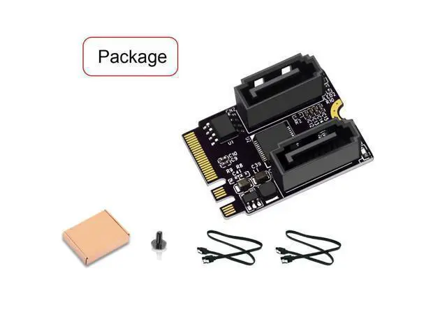 Alt view image 7 of 7 - NGFF Key A+E PCI Express to SATA 3.0 6Gbps Dual Ports Adapter Converter Hard Drive Extension Card JMB582 2230