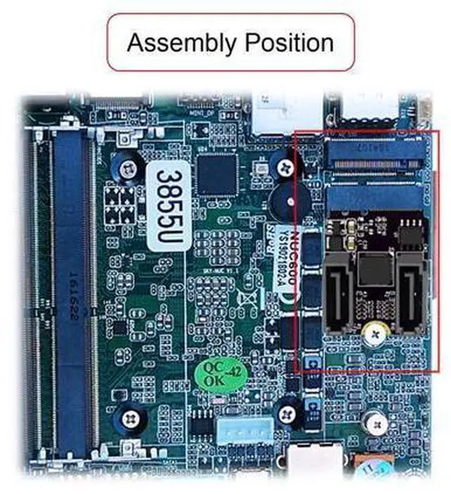 Alt view image 6 of 7 - NGFF Key A+E PCI Express to SATA 3.0 6Gbps Dual Ports Adapter Converter Hard Drive Extension Card JMB582 2230