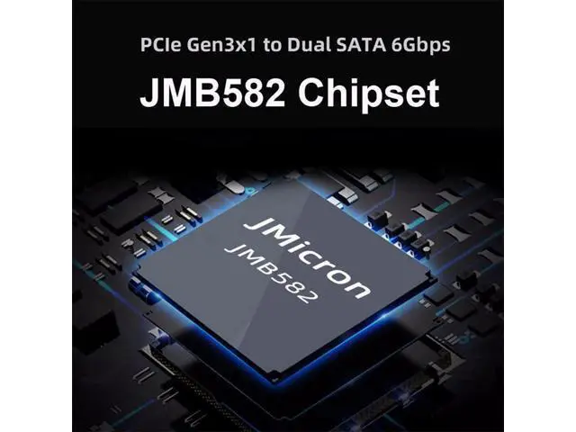 Alt view image 3 of 7 - NGFF Key B+M PCI Express to SATA 3.0 6Gbps Dual Ports Vertical Adapter Converter Hard Drive Extension Card JMB582 2230 2242 2260 2280