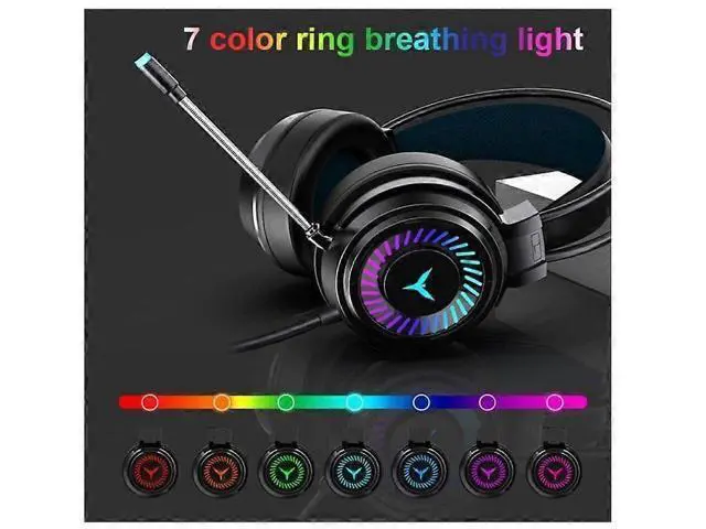 Alt view image 3 of 5 - G58 White Gaming Headset with LED Lights, Noise-Cancelling Mic, Wired Over-Ear Headphones for PC/Laptop