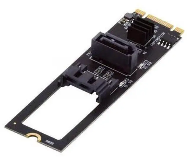 Main image of NGFF Key B+M PCI Express to SATA 3.0 6Gbps Dual Ports Vertical Horizontal Adapter Converter Hard Drive Extension Card JMB582 2280