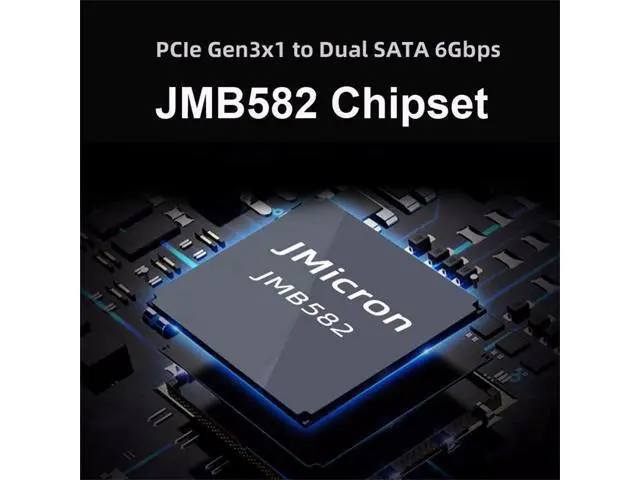 Alt view image 6 of 7 - NGFF Key B+M PCI Express to SATA 3.0 6Gbps Dual Ports Vertical Horizontal Adapter Converter Hard Drive Extension Card JMB582 2280
