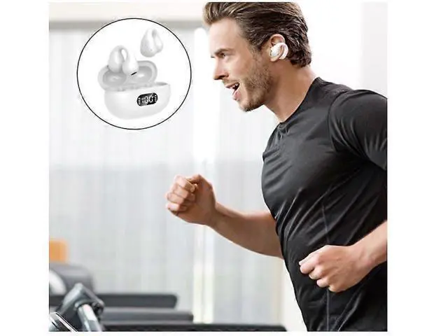 Alt view image 3 of 5 - Bluetooth 5.3 Bone Conduction Headphones, 24H Playback, IPX5 Waterproof Open-Ear Earbuds for Running Cycling (White)