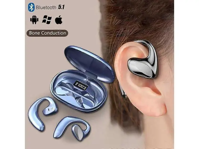 Alt view image 3 of 5 - Bone Conduction Open Ear Bluetooth Headphones, HiFi Stereo & Built-in Mic, Black - Wireless & Sweatproof