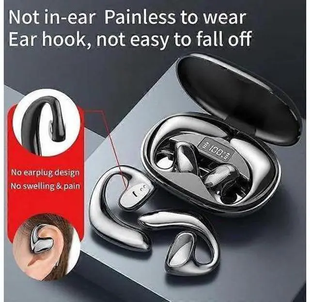 Alt view image 2 of 5 - Bone Conduction Open Ear Bluetooth Headphones, HiFi Stereo & Built-in Mic, Black - Wireless & Sweatproof