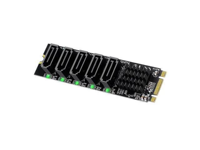 Alt view image 7 of 7 - NGFF Key B+M to SATA 3.0 6Gbps 5 Ports Adapter Converter Port Multiplier Selector JMB575 2280