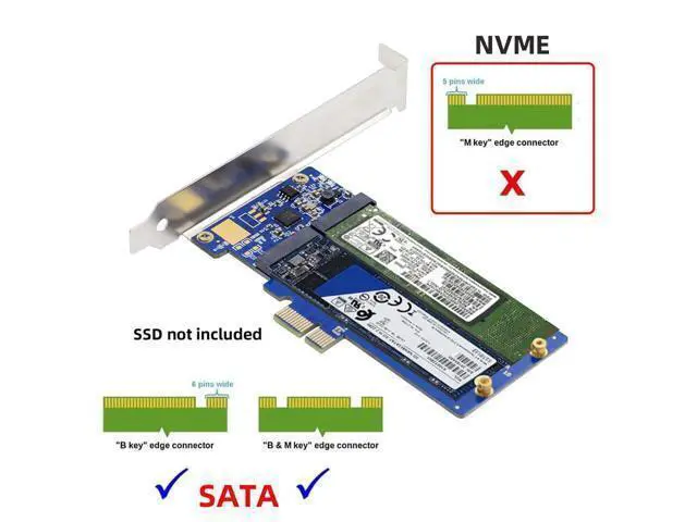 Alt view image 2 of 7 - Dual SATA NGFF Key B+M SSD to PCI-E 1x Motherboard Desktop Adapter Converter SSD Card JMB582 2280