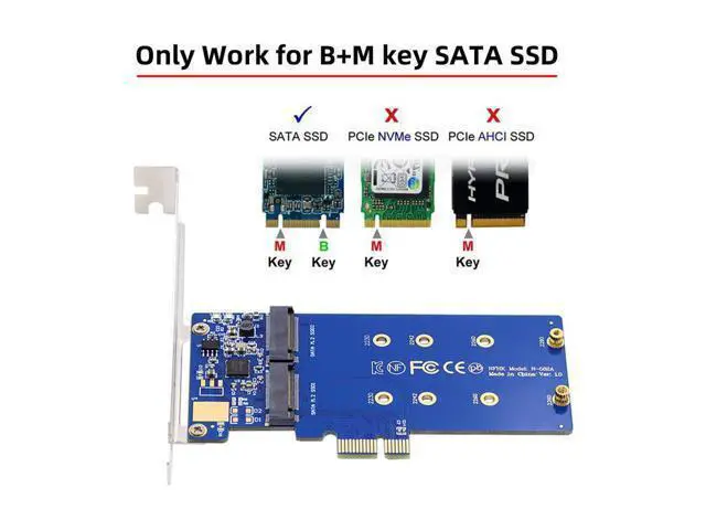 Alt view image 5 of 7 - Dual SATA NGFF Key B+M SSD to PCI-E 1x Motherboard Desktop Adapter Converter SSD Card JMB582 2280