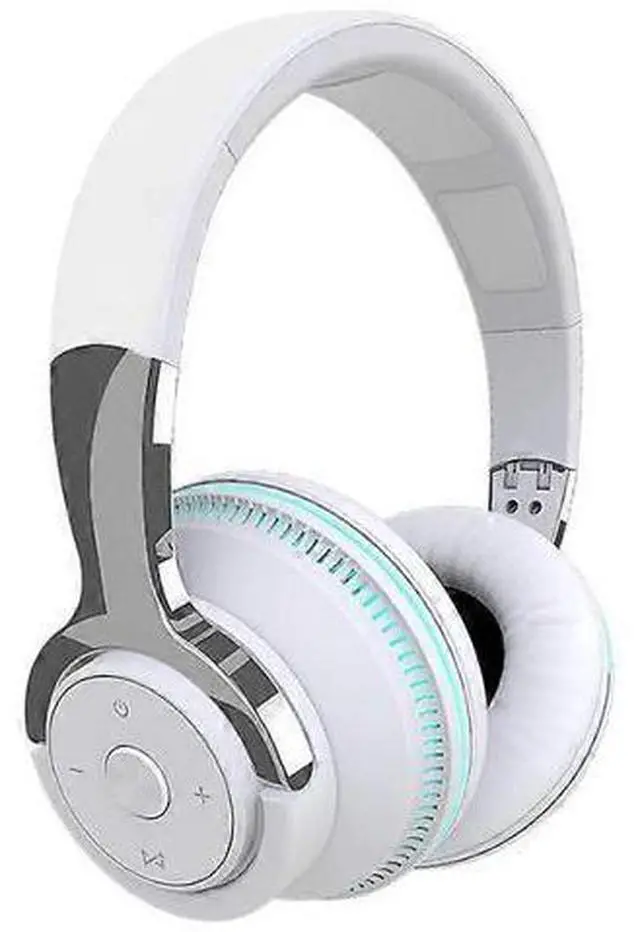 Main image of H2 LED Light Up Bluetooth Headphones Over Ear, Hi-Fi Stereo, Foldable, 50H Battery, White