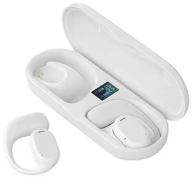 Main image of Open Ear Air Conduction Bluetooth Headphones for Kids & Adults, White - Wireless Sports Earbuds