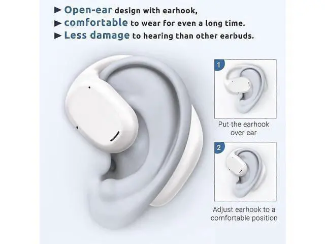 Alt view image 3 of 5 - Open Ear Air Conduction Bluetooth Headphones for Kids & Adults, White - Wireless Sports Earbuds