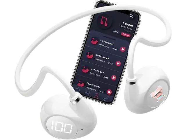 Alt view image 2 of 5 - Open Ear Air Conduction Headphones, Wireless Sport Neckband with Noise Reduction & Sweat Resistant