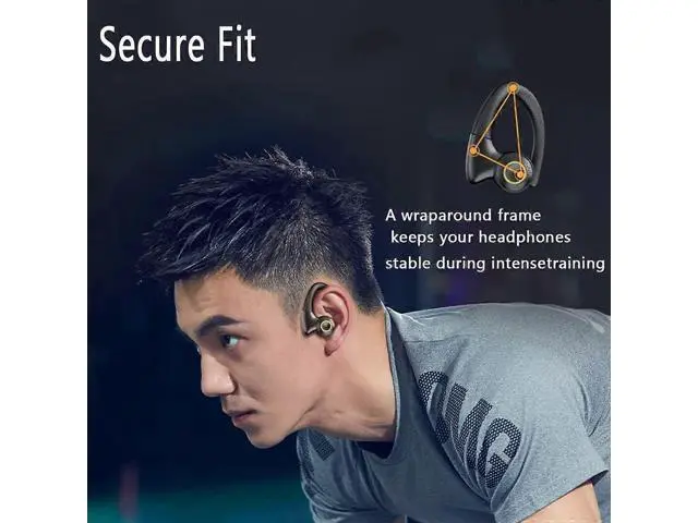 Alt view image 3 of 5 - Open Ear Bluetooth 5.0 Headphones, 8H Playtime Waterproof Sports Earhook with Mic for Running Cycling Gym
