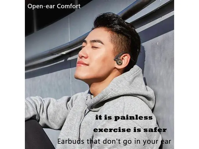 Alt view image 4 of 5 - Open Ear Bluetooth 5.0 Headphones, 8H Playtime Waterproof Sports Earhook with Mic for Running Cycling Gym