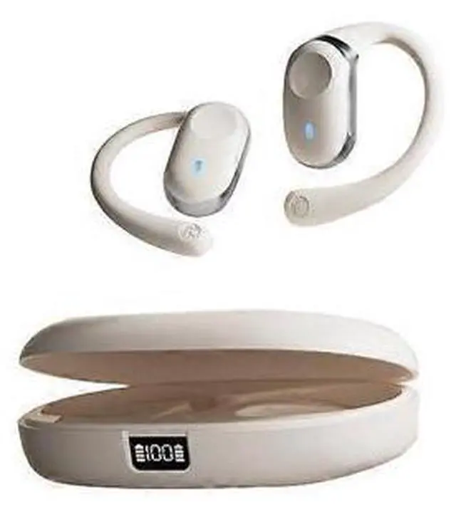 Main image of Open Ear Bluetooth 5.3 Headphones, IP54 Waterproof, 36H Playback, Lightweight for Running & Cycling (White)