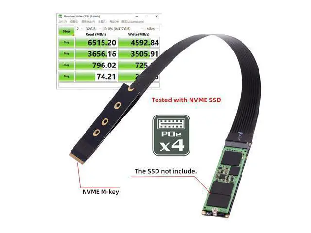 Alt view image 7 of 7 - NGFF M-Key NVME Male to Female Extension PCI Express Cable 30cm PCI-E 4.0 for Mainboard SSD 2230/2242/2260/2280