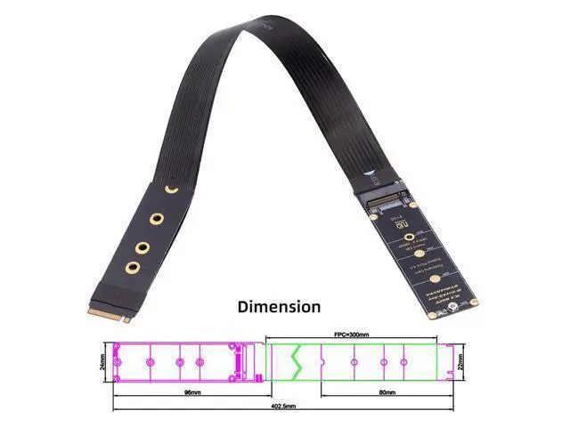 Alt view image 5 of 7 - NGFF M-Key NVME Male to Female Extension PCI Express Cable 30cm PCI-E 4.0 for Mainboard SSD 2230/2242/2260/2280