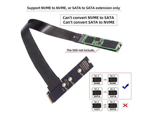 Alt view image 2 of 7 - NGFF M-Key NVME Male to Female Extension PCI Express Cable 30cm Right Angled Type 90 Degree PCI-E 4.0 for Mainboard SSD 2230/2242/2260/2280
