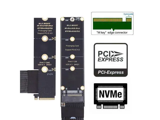Alt view image 3 of 7 - NGFF M-Key NVME Male to Female Extension PCI Express Cable 30cm Right Angled Type 90 Degree PCI-E 4.0 for Mainboard SSD 2230/2242/2260/2280