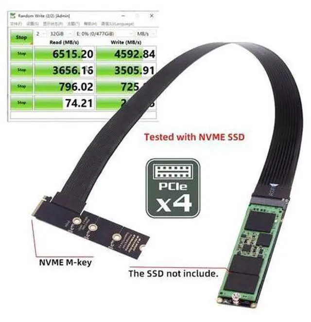Alt view image 4 of 7 - NGFF M-Key NVME Male to Female Extension PCI Express Cable 30cm Right Angled Type 90 Degree PCI-E 4.0 for Mainboard SSD 2230/2242/2260/2280