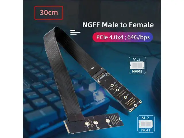 Alt view image 5 of 7 - NGFF M-Key NVME Male to Female Extension PCI Express Cable 30cm Right Angled Type 90 Degree PCI-E 4.0 for Mainboard SSD 2230/2242/2260/2280