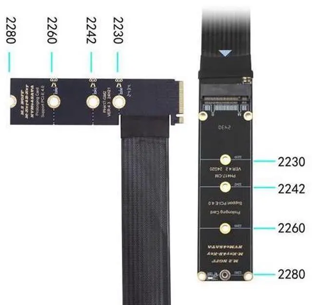 Alt view image 6 of 7 - NGFF M-Key NVME Male to Female Extension PCI Express Cable 30cm Right Angled Type 90 Degree PCI-E 4.0 for Mainboard SSD 2230/2242/2260/2280