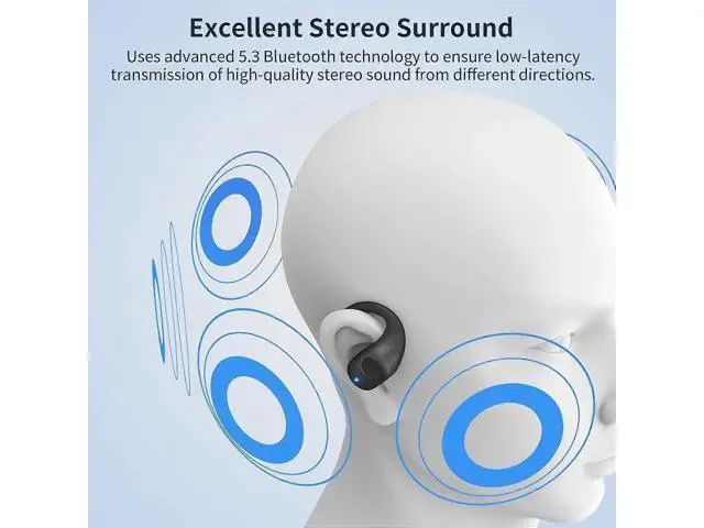 Alt view image 5 of 5 - Open Ear Bluetooth 5.3 Headphones, IP54 Waterproof, 36H Playback, Lightweight for Running & Cycling (White)
