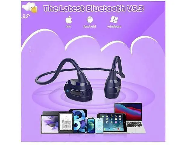 Alt view image 4 of 5 - Open Ear Bluetooth 5.3 Sports Headphones, 13g Ultra-Light Wireless Stereo Earphones with MIC (Blue)