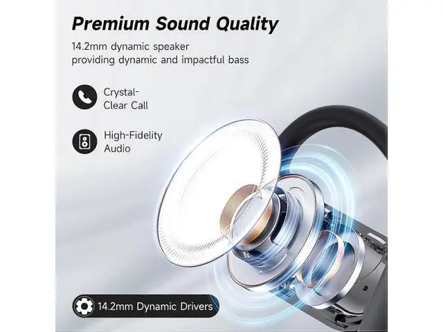Alt view image 3 of 5 - Open Ear Bluetooth 5.4 Headphones, 50H Playtime Wireless Sport Earbuds with LED Display & Secure Ear Hooks