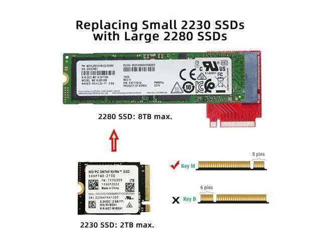 Alt view image 2 of 7 - NVME M-Key 22x30mm to 22x80mm NGFF Extension SSD Upgrade Adapter Compatible with ROG Ally Gaming