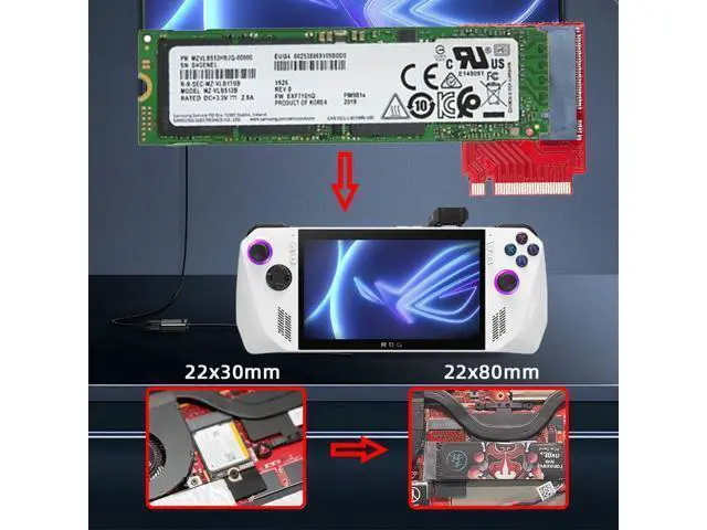 Alt view image 4 of 7 - NVME M-Key 22x30mm to 22x80mm NGFF Extension SSD Upgrade Adapter Compatible with ROG Ally Gaming