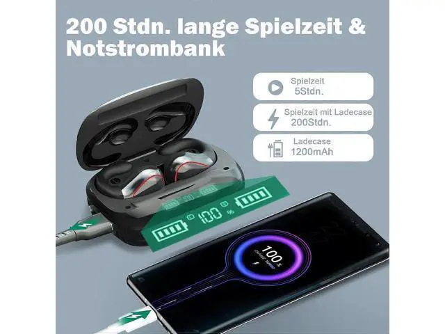 Alt view image 2 of 5 - Open Ear Bluetooth Headphones for Small Ears, IP5 Waterproof Sports Earbuds with Mic & 200H Playtime
