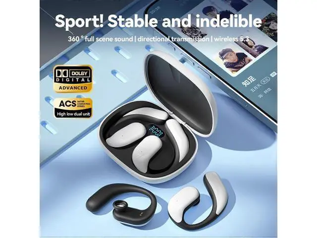 Alt view image 4 of 5 - Open Ear Bluetooth Headphones with 5.3 Chip, Stereo Sound & ENC for Sports, Driving Safety
