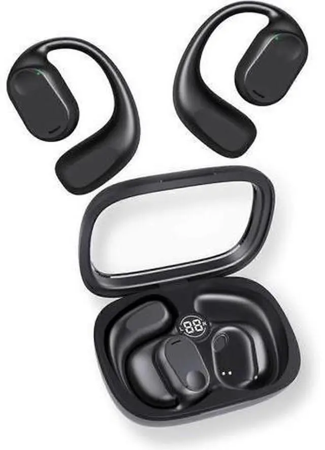 Main image of Open Ear Bluetooth Headphones with Digital Display Case, 40H Playtime, Secure Earhooks