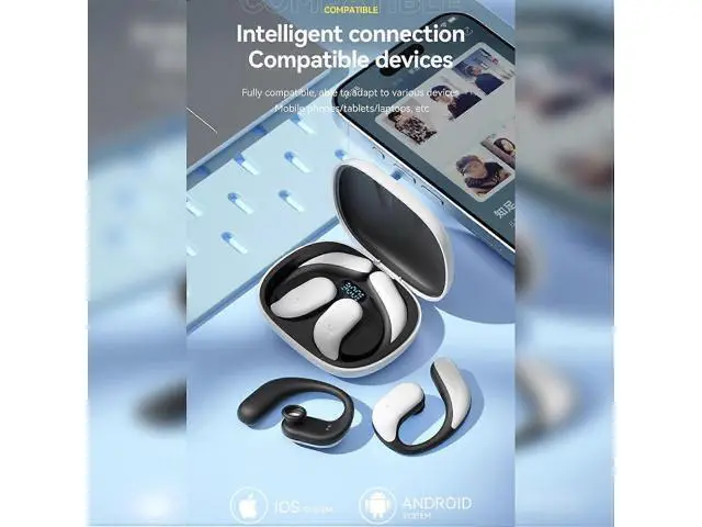Alt view image 5 of 5 - Open Ear Bluetooth Headphones with 5.3 Chip, Stereo Sound & ENC for Sports, Driving Safety
