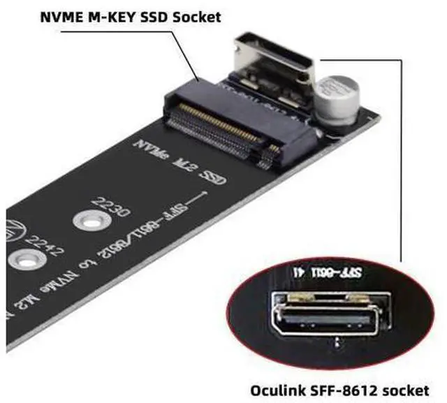 Alt view image 3 of 7 - Oculink SFF-8612 SFF-8611 to M.2 Kit NGFF M-Key to NVME PCIe SSD 2280 22110mm Adapter for Mainboard
